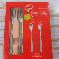 چنگال میوه خوری طرح گل میخک آلمانی بسته12عددی جنس استیل اصل Germany مارک یورو لند EURO LAND