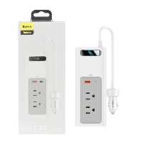 شارژر فندکی و اینورتر خودرو 150W فست و PD چهار پورت باسئوس مدل CRNBQ-02