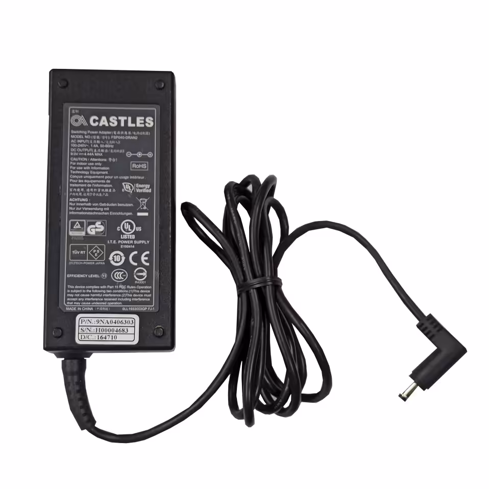 آداپتور 9 ولت 4.44 آمپر  برند CASTLES رومیزی بین راهی سوئیچینگ 9v  4.44a