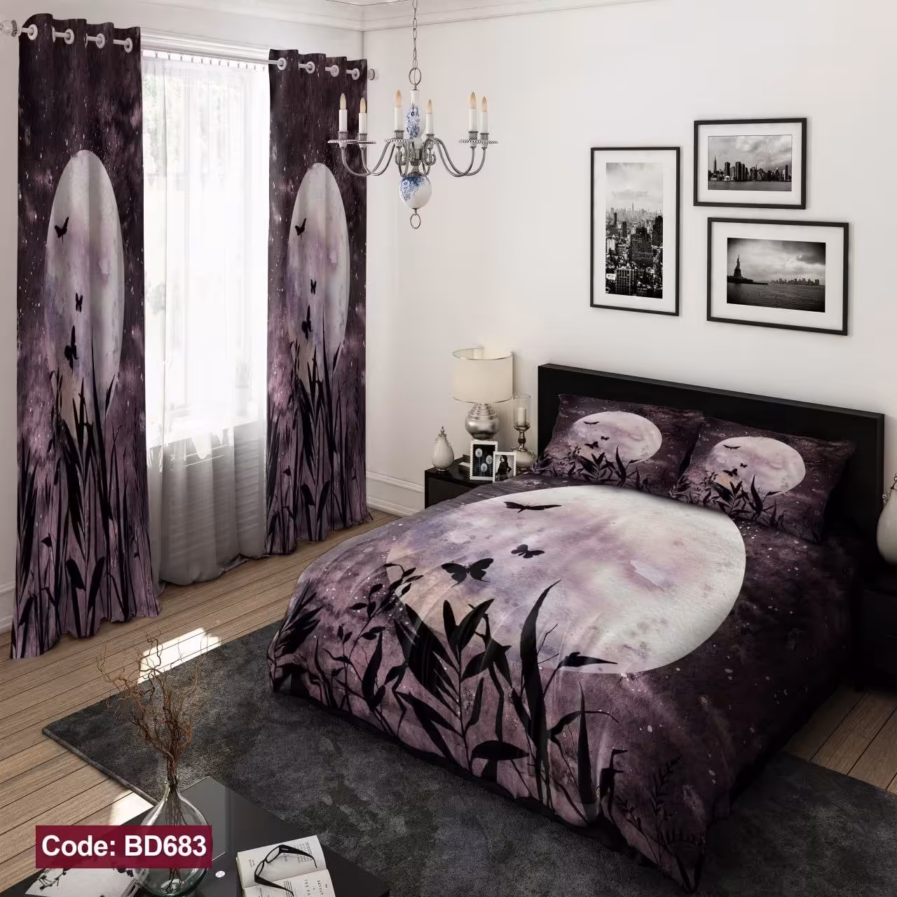 روتختی دونفره شیش تیکه سه بعدی طرح ماه پروانه ارسال رایگان 