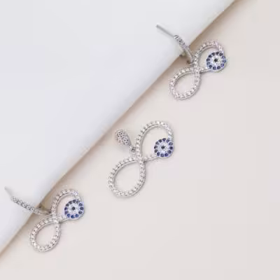 نیمست نقره طرح بی نهایت و چشم نظر کد 1608