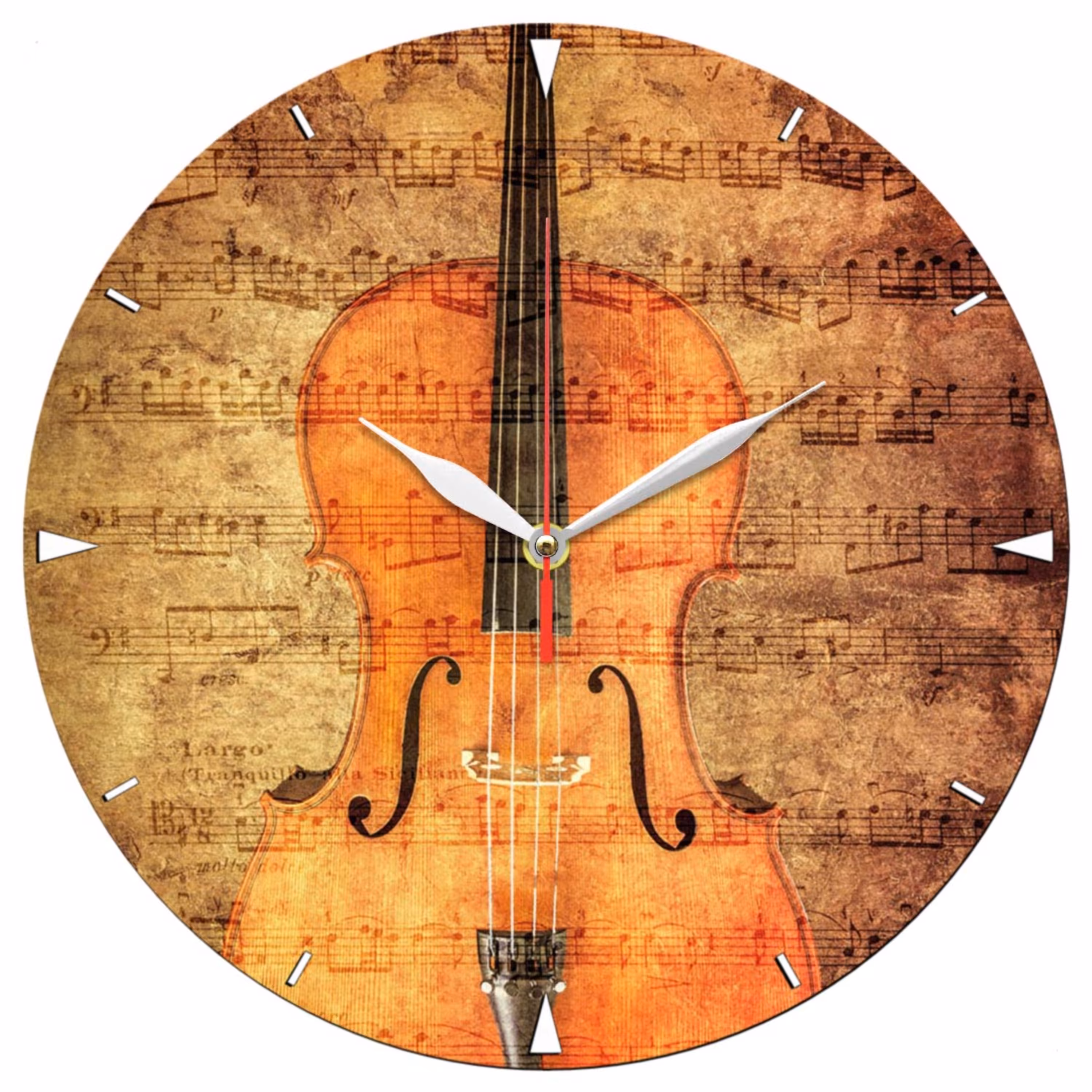 ساعت دیواری گرد مدل 1248 طرح ویولن و نت موسیقی قطر 30 سانتیمتر