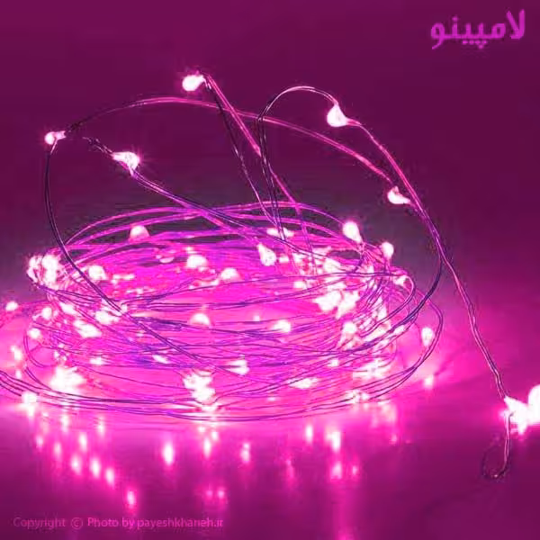 ریسه مفتول بنفش ال ای دی 5 متری باتری خور