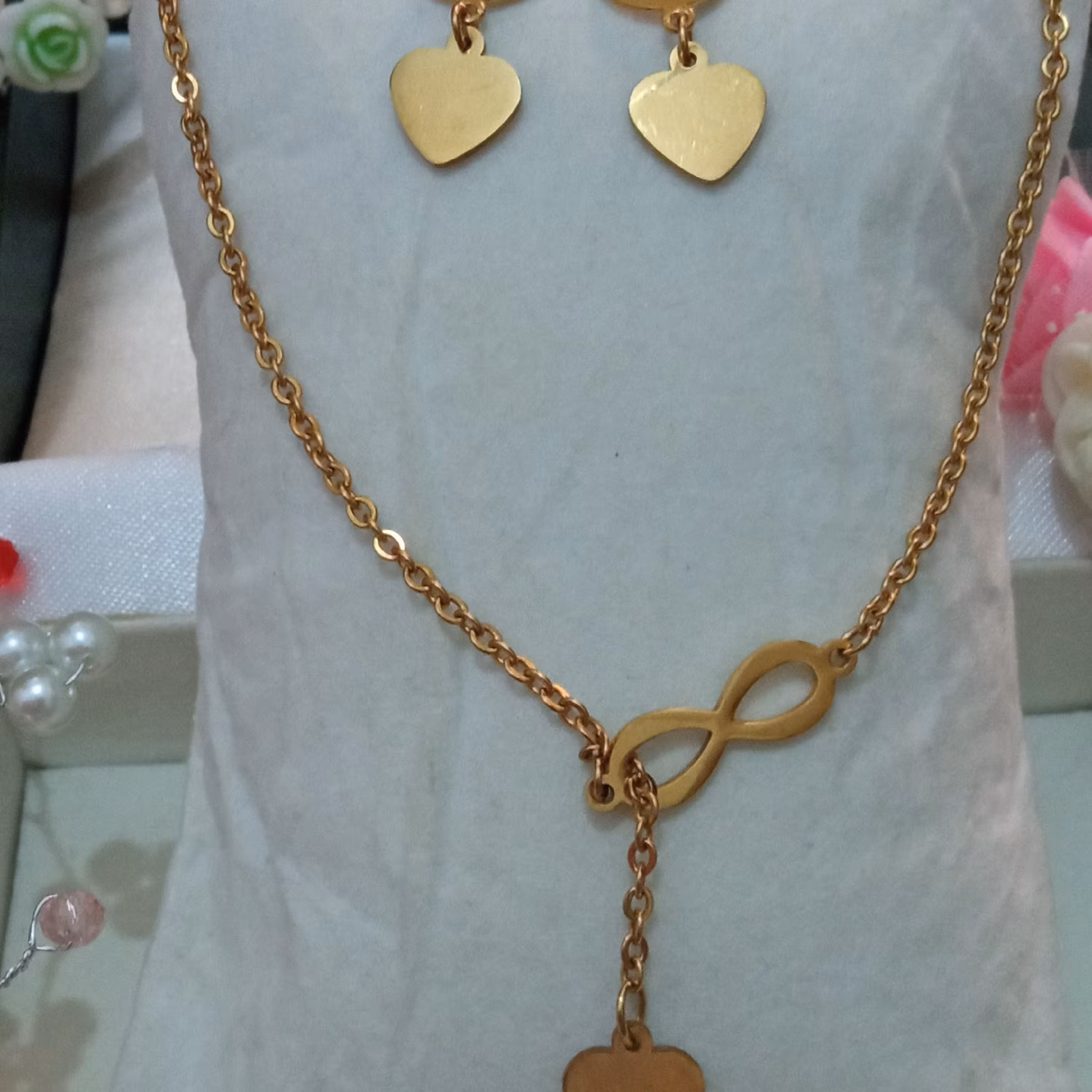 ست گوشواره و گردنبند قلبی ارسال رایگان 