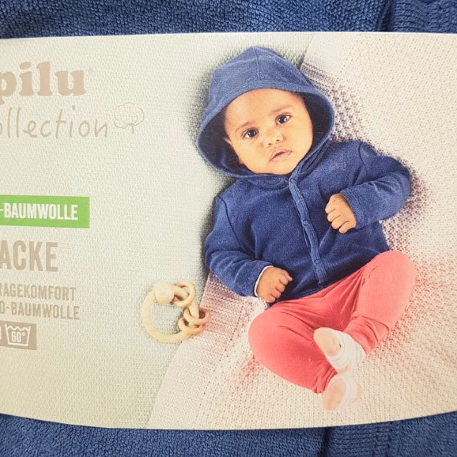 ژاکت کلاهدار صد درصد نخ لوپیلو 6 تا 12 ماه آبی سویشرت کلاهدار ژاکت نوزادی آلمانی