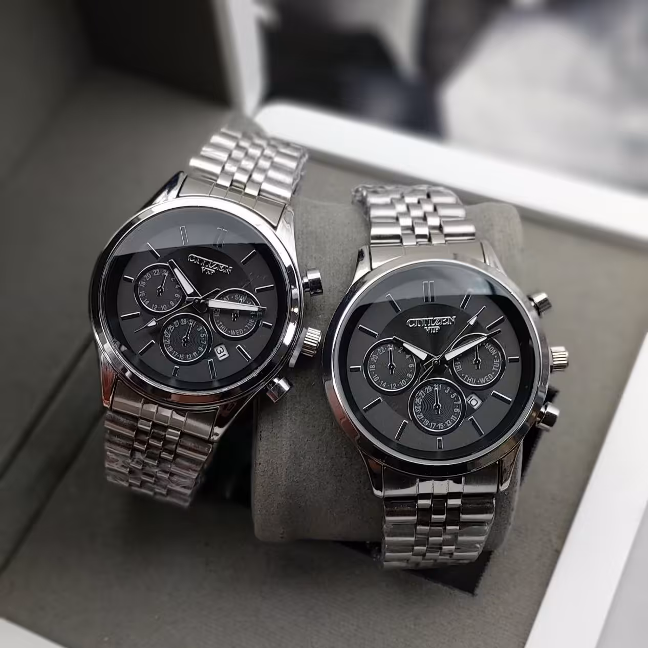 ساعت ست زنانه و مردانه  سیتیزن  وی آی پی بند طرح آجری با جعبه و ارسال هر عدد 