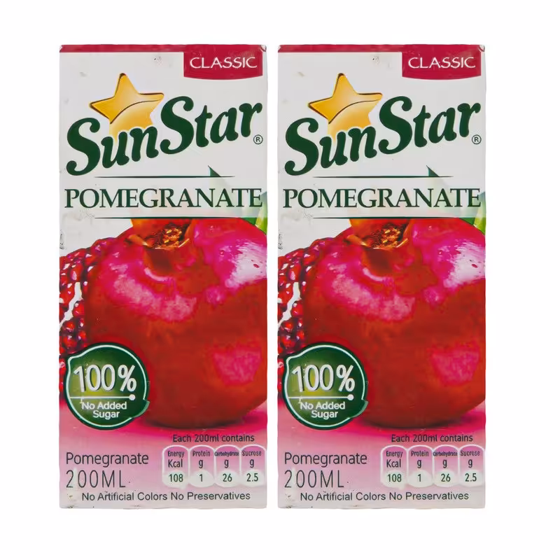 آبمیوه با طعم انار سان استار- 200 میلی لیتر بسته 2 عددی