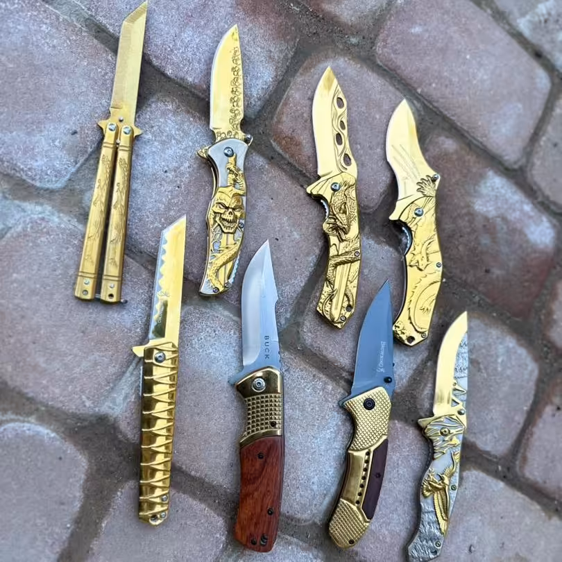 چاقو تمام فلزی طلایی، ضد زنگ و رنگ ثابت ، ارسال هر مدل به دلخواه شما