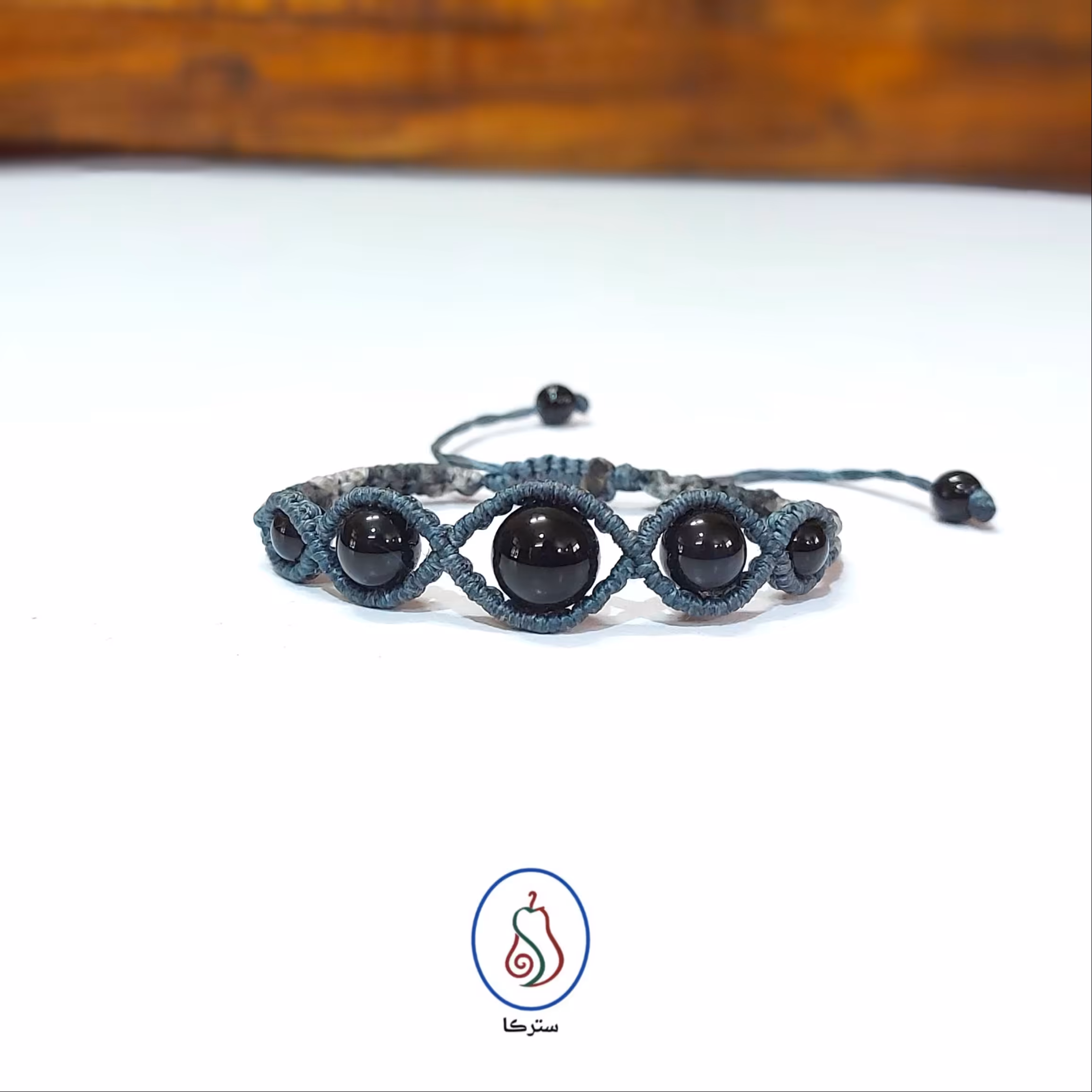 دستبند عقیق سیاه میکرو مکرومه بافی