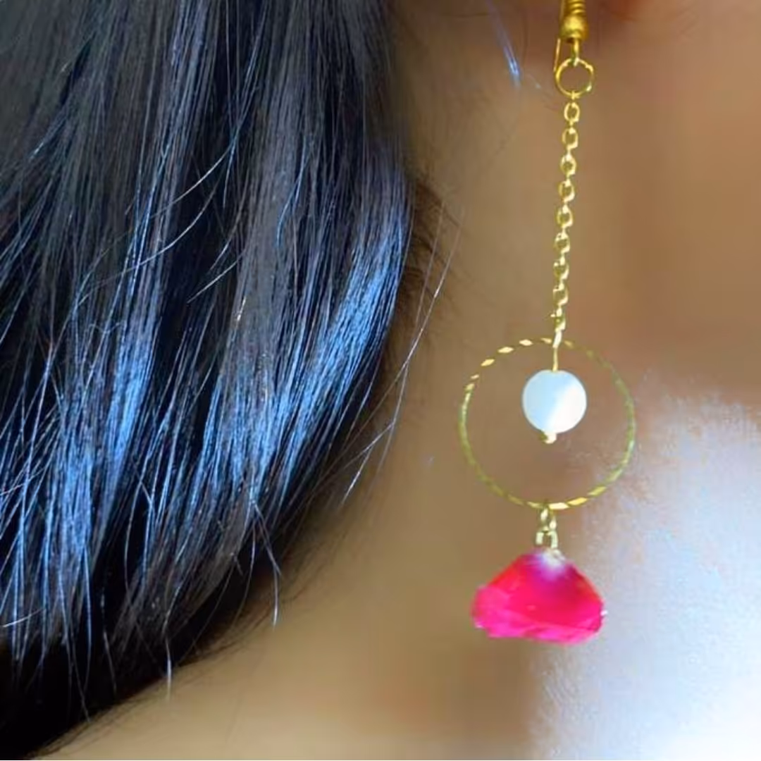 گوشواره رزینی گلبرگ و مروارید