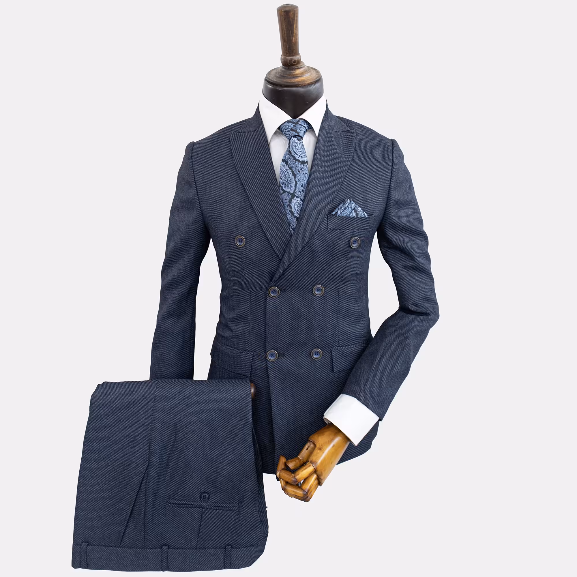 کت و شلوار مردانه جودون آبی نفتی دبل برست با ارسال رایگان