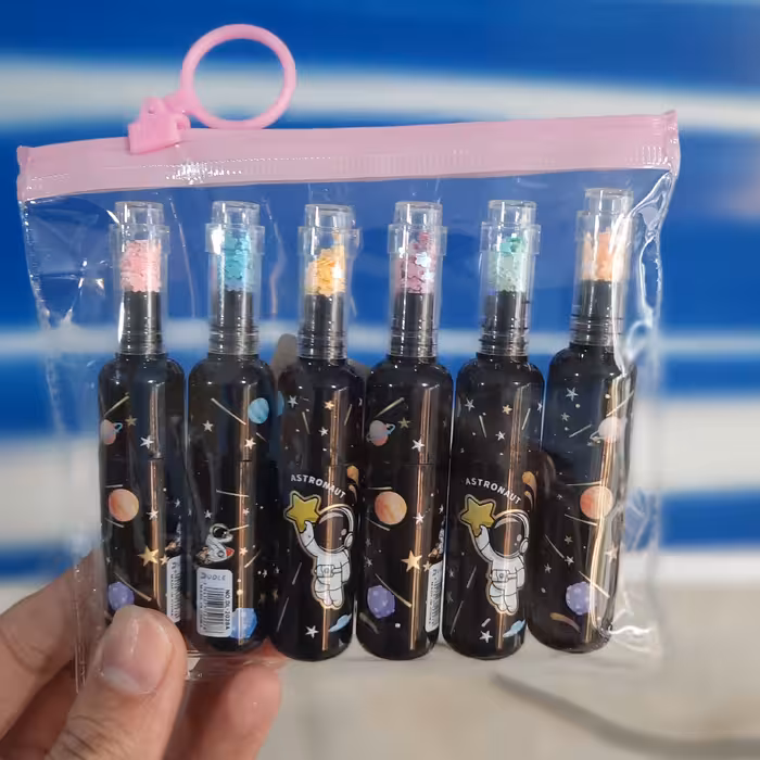 ماژیک هایلایتر علامت زن پک6 عددی فانتزی فضانورد کهکشانی آکواریومی وارداتی و باکی