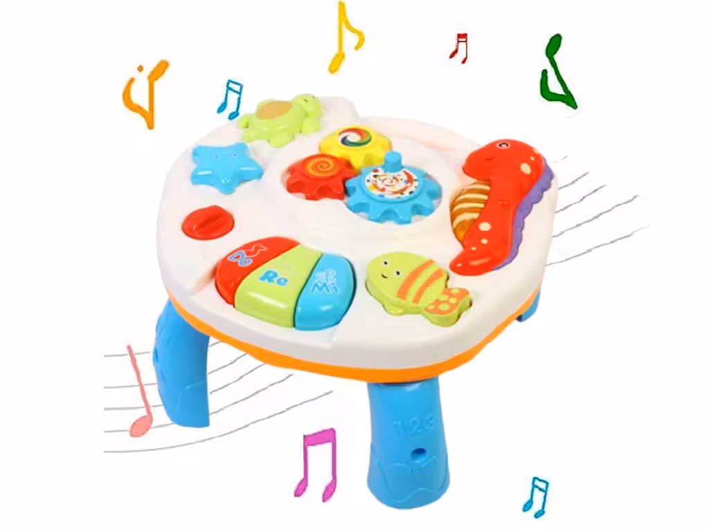 میز آموزشی موزیکال اسباب بازی دوکاره طرح حیوانات دریایی
