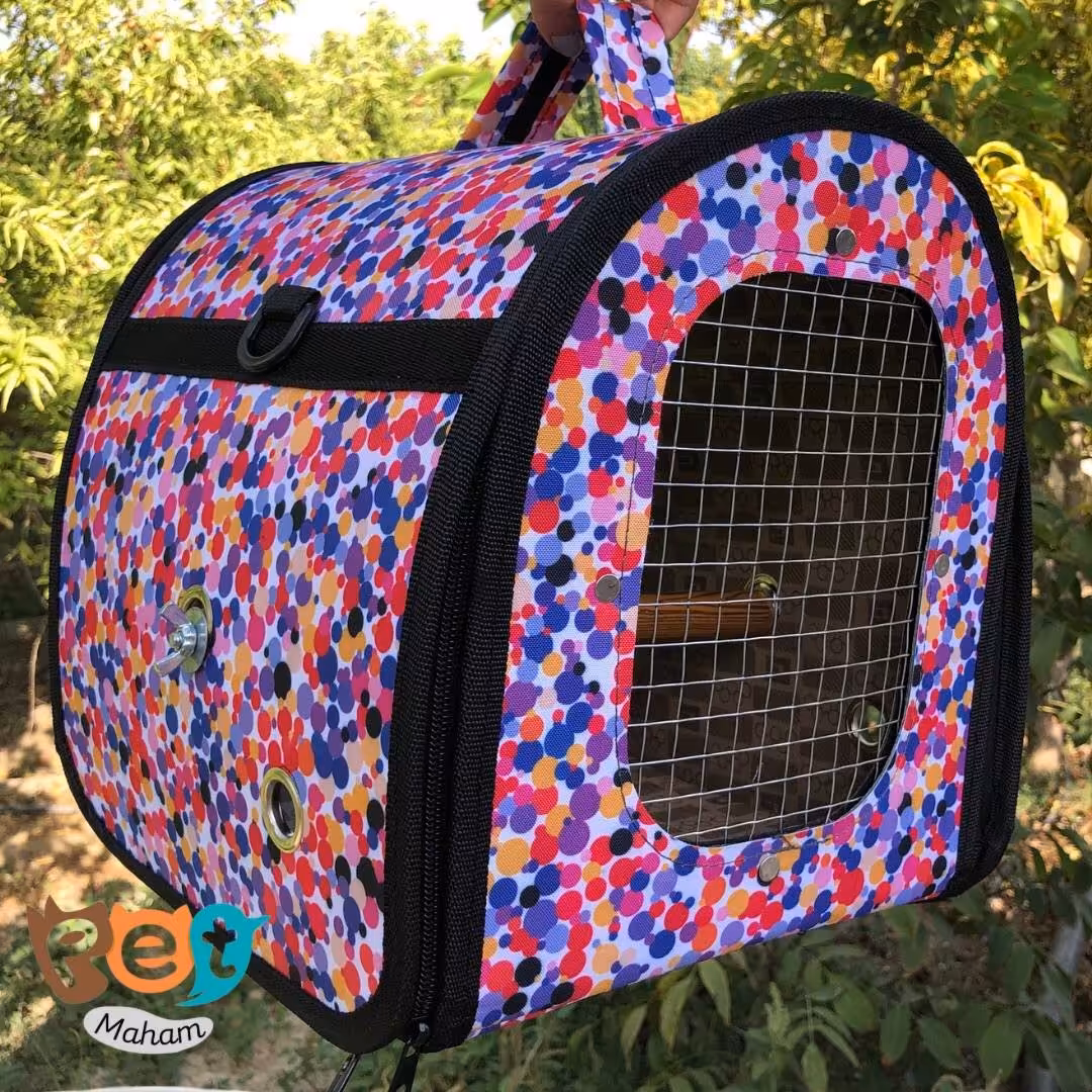 کیف حمل پرنده مناسب پرنده  کوچک جسه نظیر مرغ عشق عروس هلندی  و همجسه ها طرح توپ توپی نشیمن دار