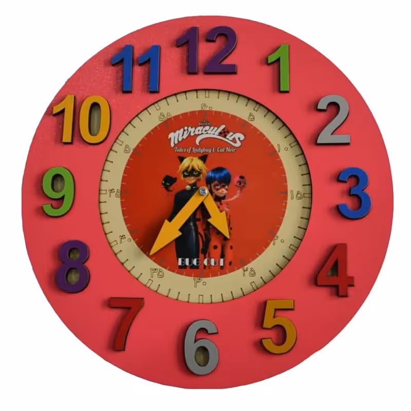 ساعت آموزشی چوبی مدل پازلی و دختر کفشدوزک