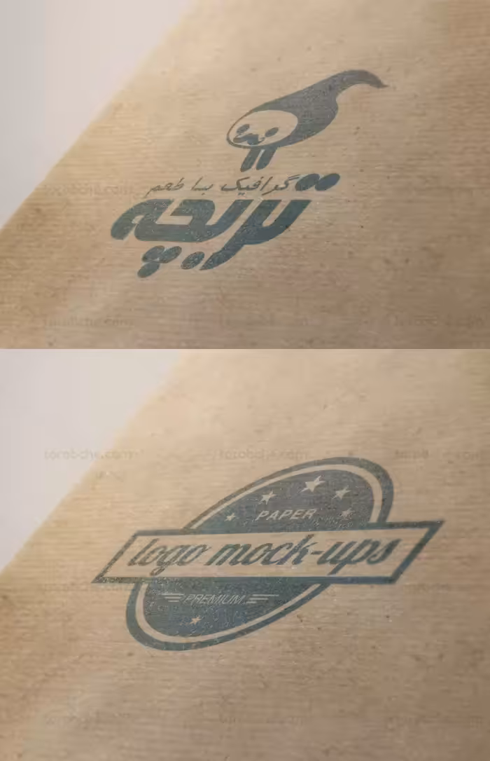 طرح لایه باز موکاپ لوگوی کاغذ کاهی قدیمی - گرافیک با طعم تربچه