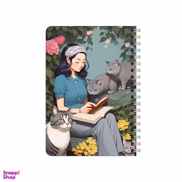 دفترچه یادداشت ۸۰ برگ بامبیلیپ مدل دختر در جنگل با گربه ها کد 9414061