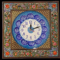 ساعت خاتم مینیاتور گل و مرغ با صفحه مینای منقش به اسامی ائمه