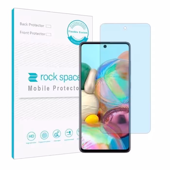  گلس نانو مات بلوکات (ضد اشعه آبی) و ضد ضربه گوشی سامسونگ A71 برند راک اسپیس





