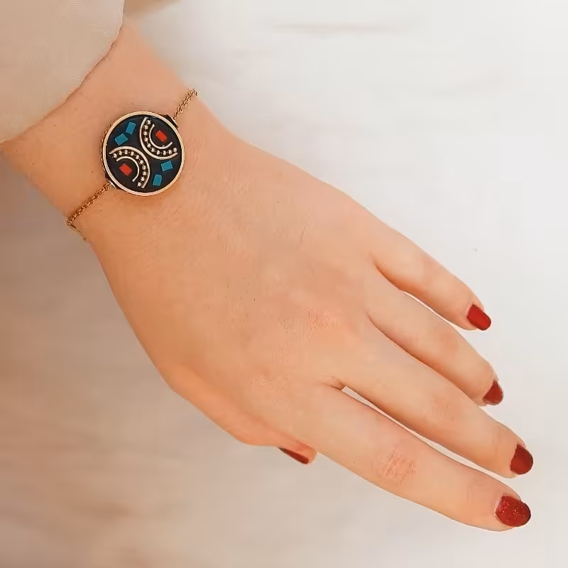 نیم ست طرح حوض ماهی از جنس سنگ تبتی و برنج 