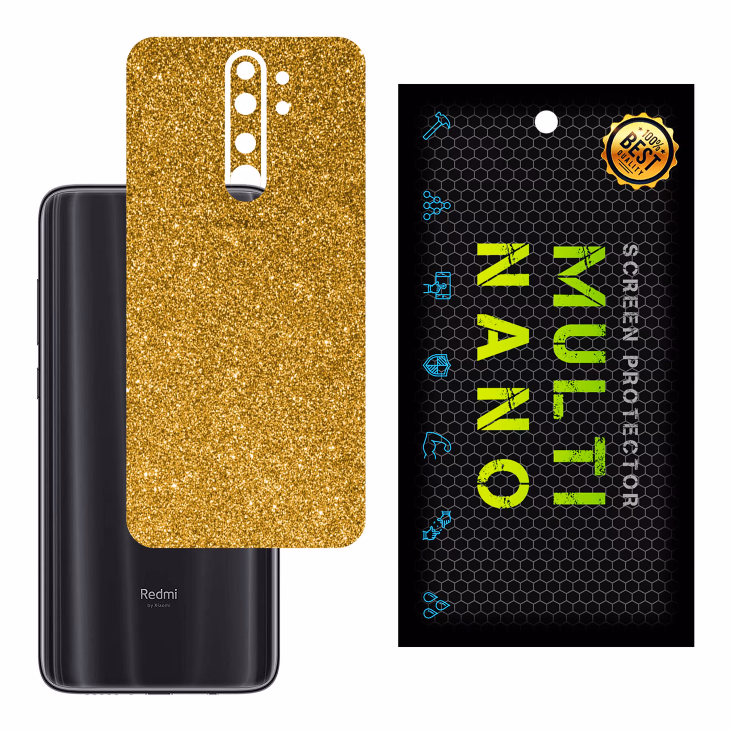 برچسب پوششی MultiNano مدل X-G1F-Gold برای پشت موبایل شیائومی Redmi Note 8 Pro