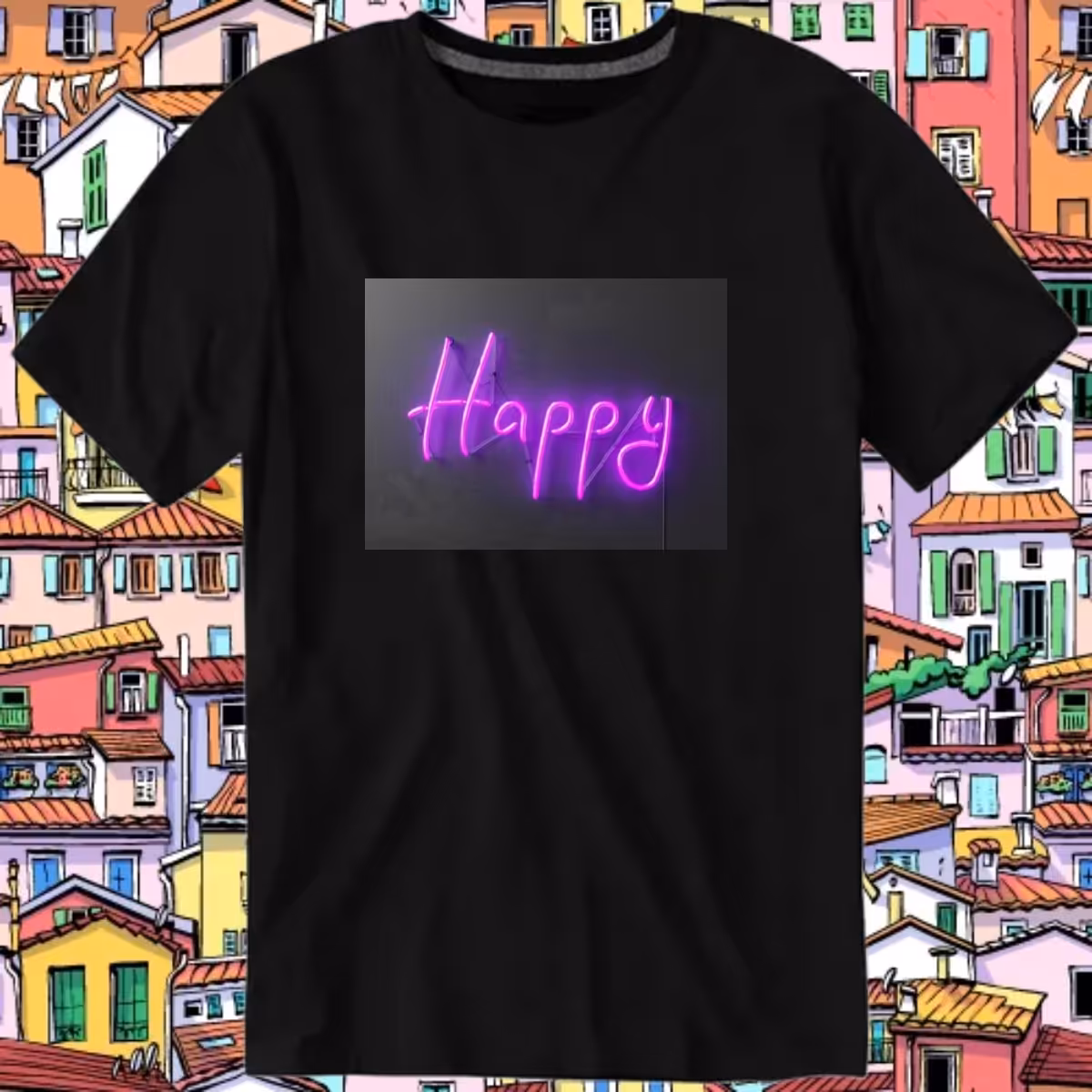 تیشرت نخ پنبه مدل هپی