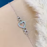 دستبند نقره عیار 925 با روکش طلا سفید  کد 19