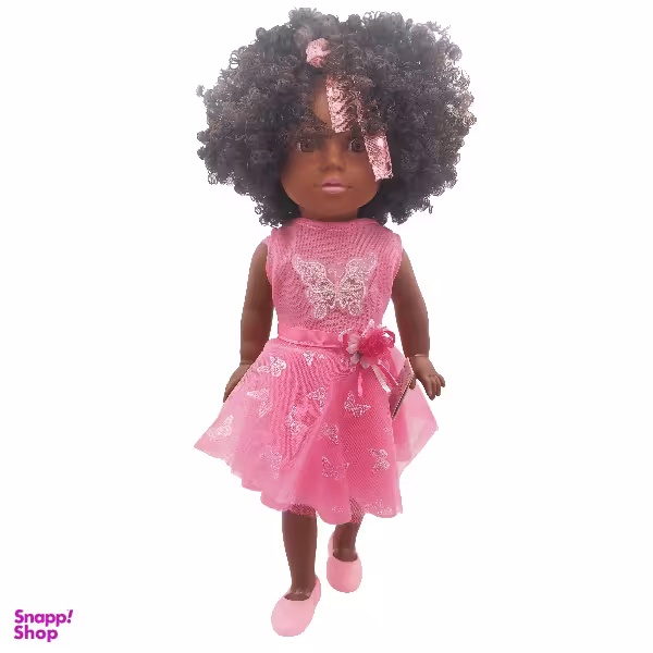 عروسک مدل may may سیاه پوست مو فرفری سایز 45 سانتی متر