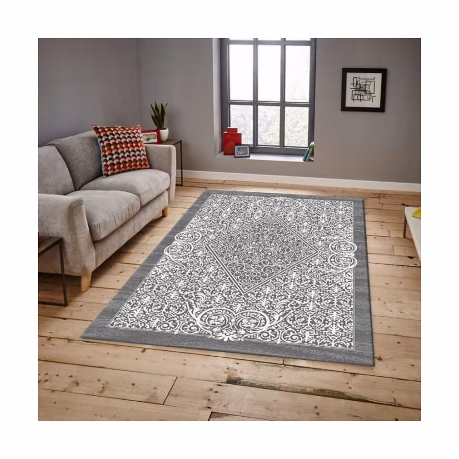 فرش ماشینی ساوین طرح 4069 طوسی سایز 9 متری (موجودی بگیرید)