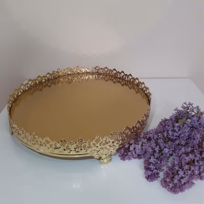 سینی گرد آینه طلایی