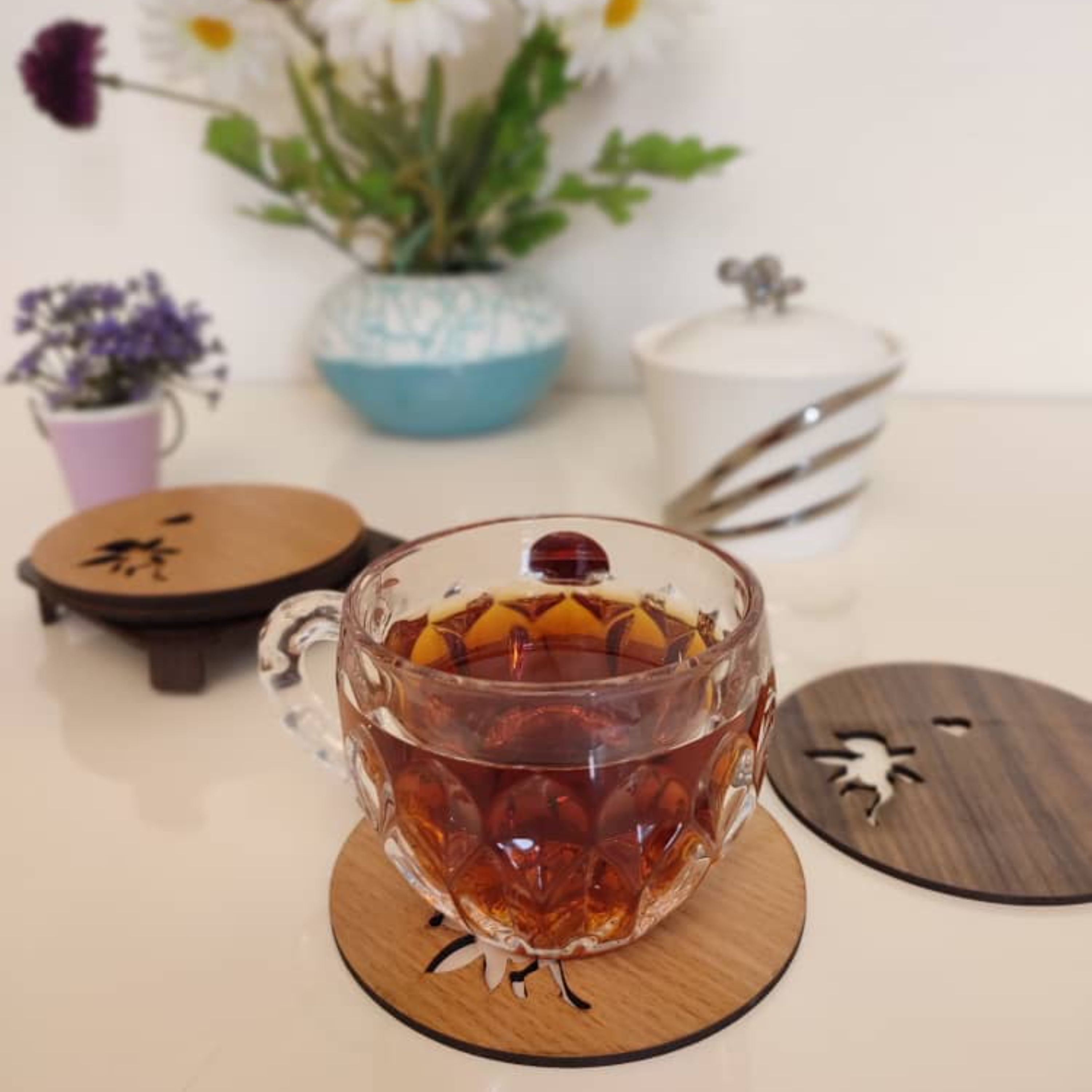 زیر لیوان آنجل قطر 10 (طرح فرشته تو خالی) بسته 6عددی