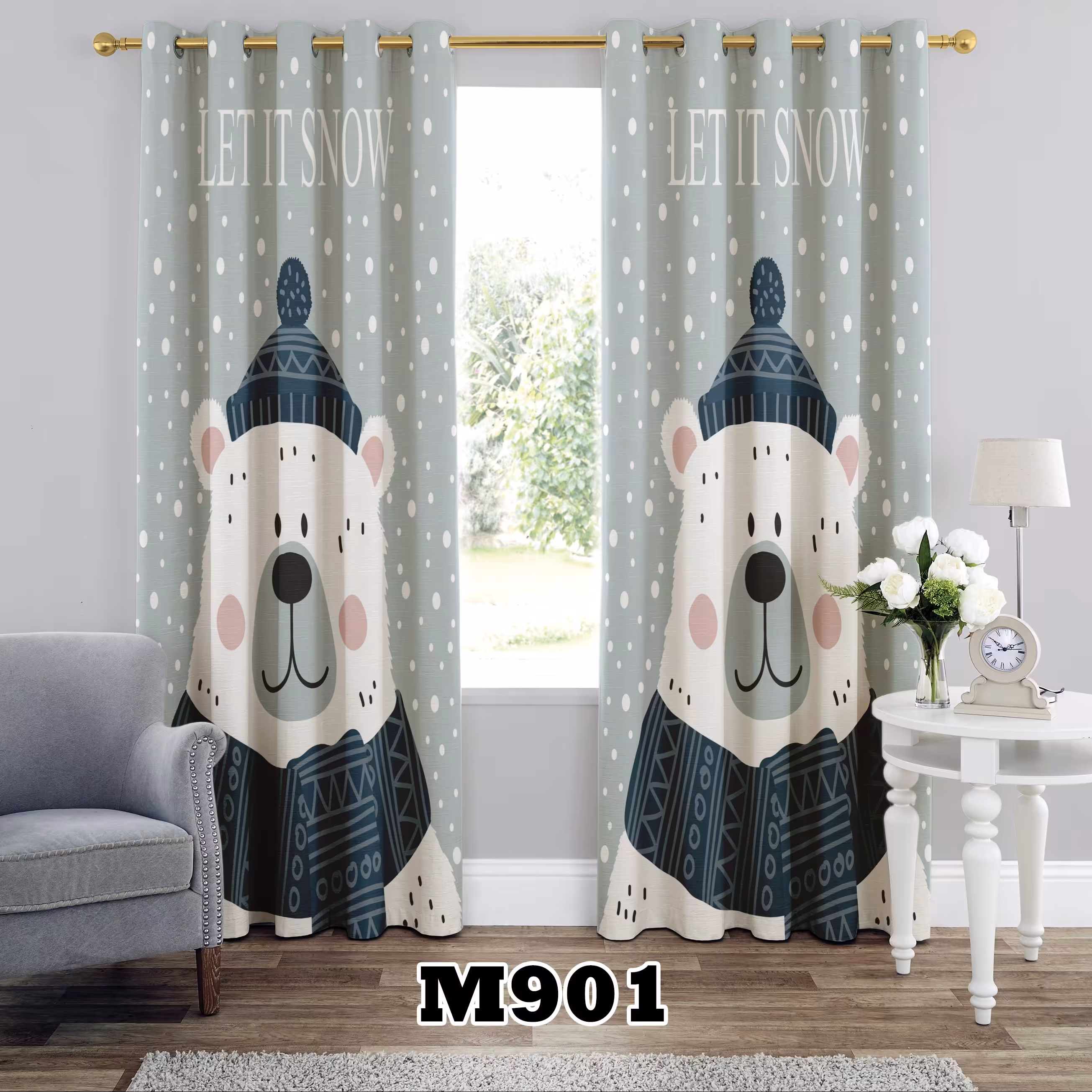 پرده چاپی طرح نوجوان کد M901 تک قواره ارتفاع 300 عرض 140 سانت