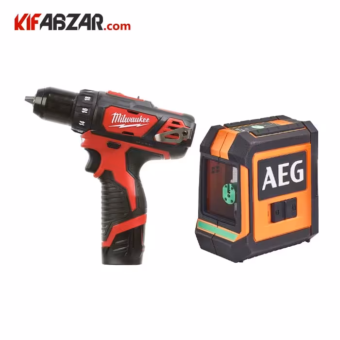 ست دریل پیچگوشتی شارژی 12 ولت + تراز لیزری 20 متر نور سبز