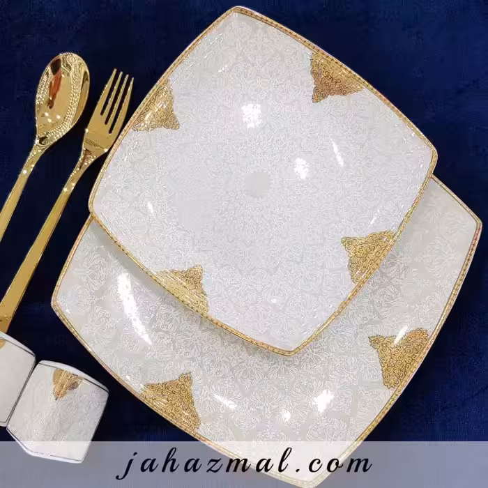 سرویس چینی پردیس طرح فرهان طلایی 30 پارچه کد 500b