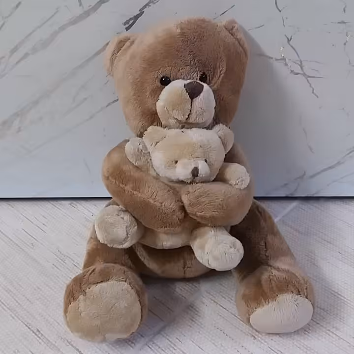 عروسک خرس قهوه ای بچه تو بغل وارداتی