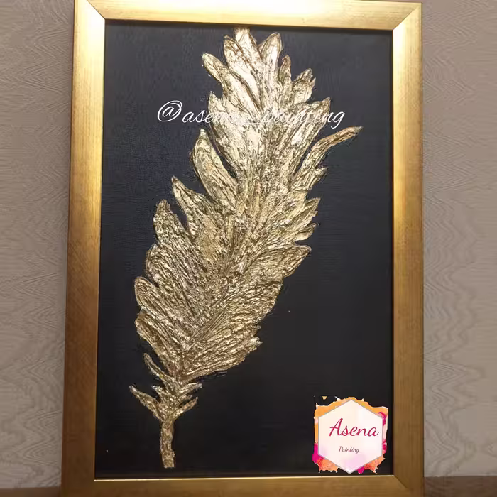 تابلو دکوراتیو برجسته کار شده با تکسچر و ورق طلا