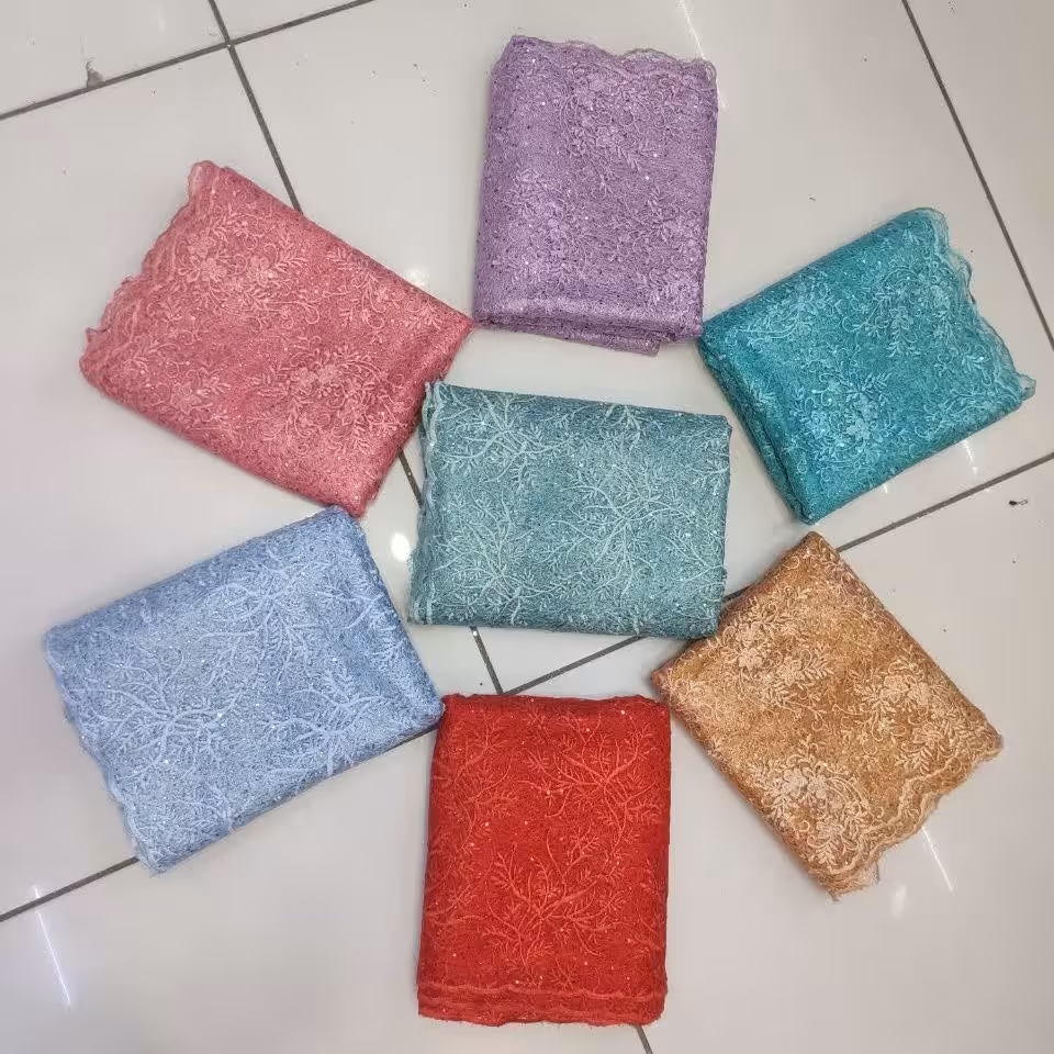 پارچه تور مومیایی ابریشم  برجسته زیبا 