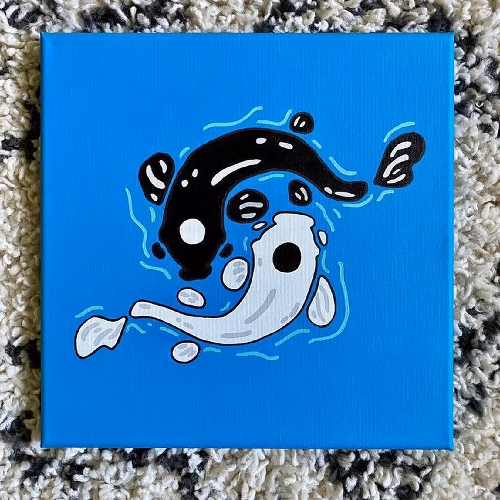 تابلو نقاشی  طرح ماهی (ابعاد 20 در 20)