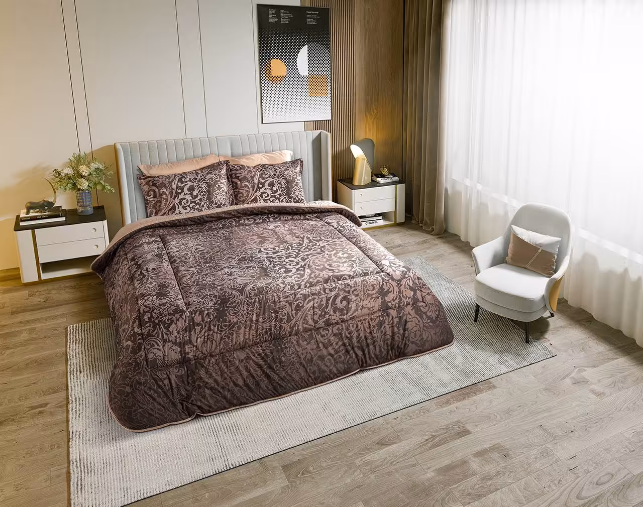 روتختی دونفره مخمل لومانا 6تکه طرح شنل زرمان