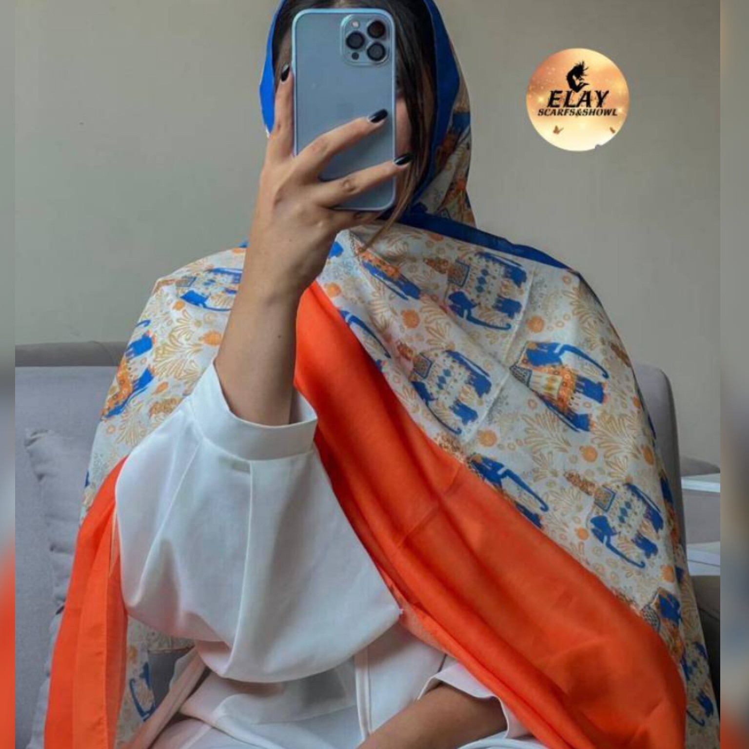 شال هندی طرح فیل نخی اعلا چهارفصل کیفیت درحد شال اورجینال وارداتی