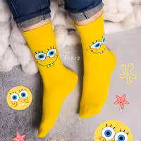 جوراب باب اسفنجی ساق دار زنانه دخترانه نخی اعلا فری سایز 36 تا 42 