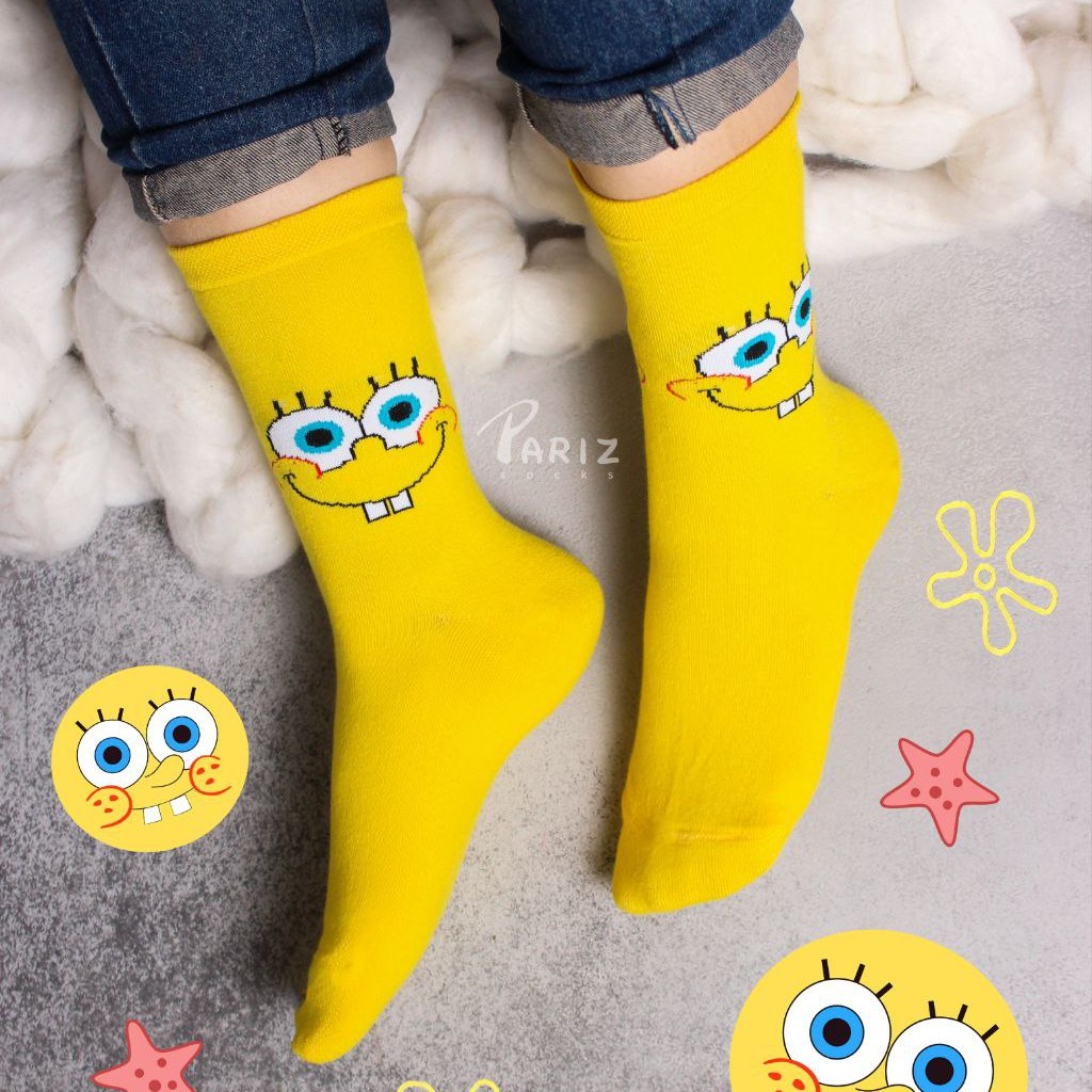 جوراب باب اسفنجی ساق دار زنانه دخترانه نخی اعلا فری سایز 36 تا 42