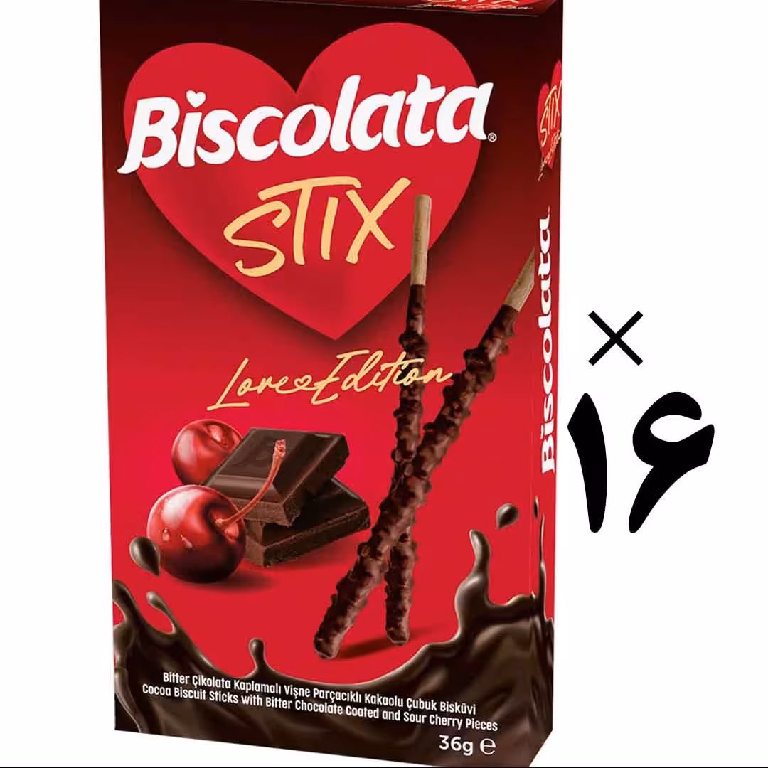 چوب شکلاتی استیکس بیسکولاتا 16 عددی Biscolata Stix Love