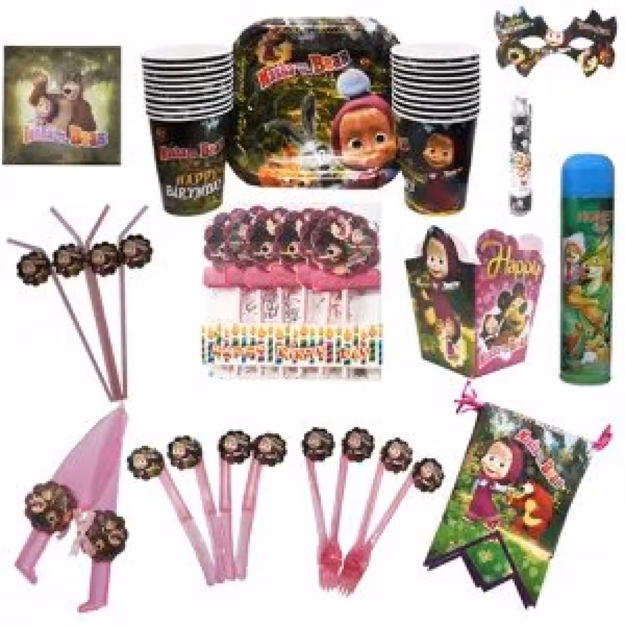 ست تولد طرح ماشا و میشا مجموعه 13 عددی