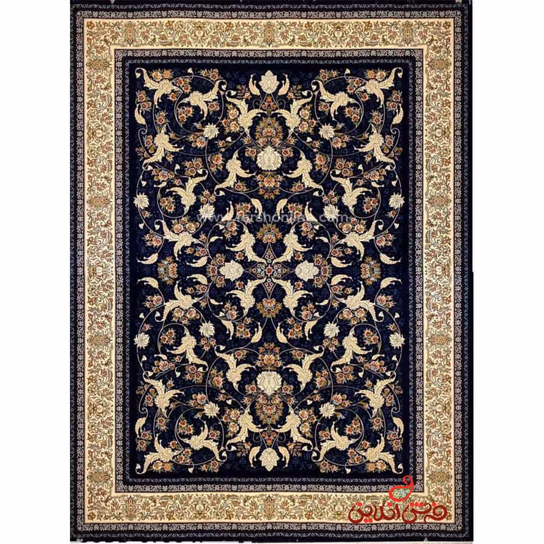 فرش ماشینی شاهکار صفویه 5730 سرمه ای
