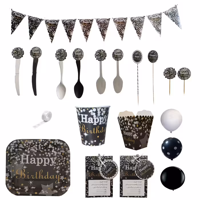 تم تولد مدل هپی خالدار سفید مجموعه 119 عددی