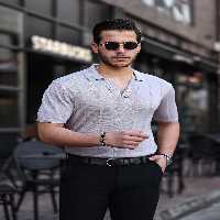تی شرت خاکستری مردانه V NECK روزمره اورجینال Valiberta