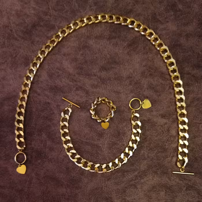 نیم ست کارتیر با قفل تی و آویز قلب رنگ ثابت 