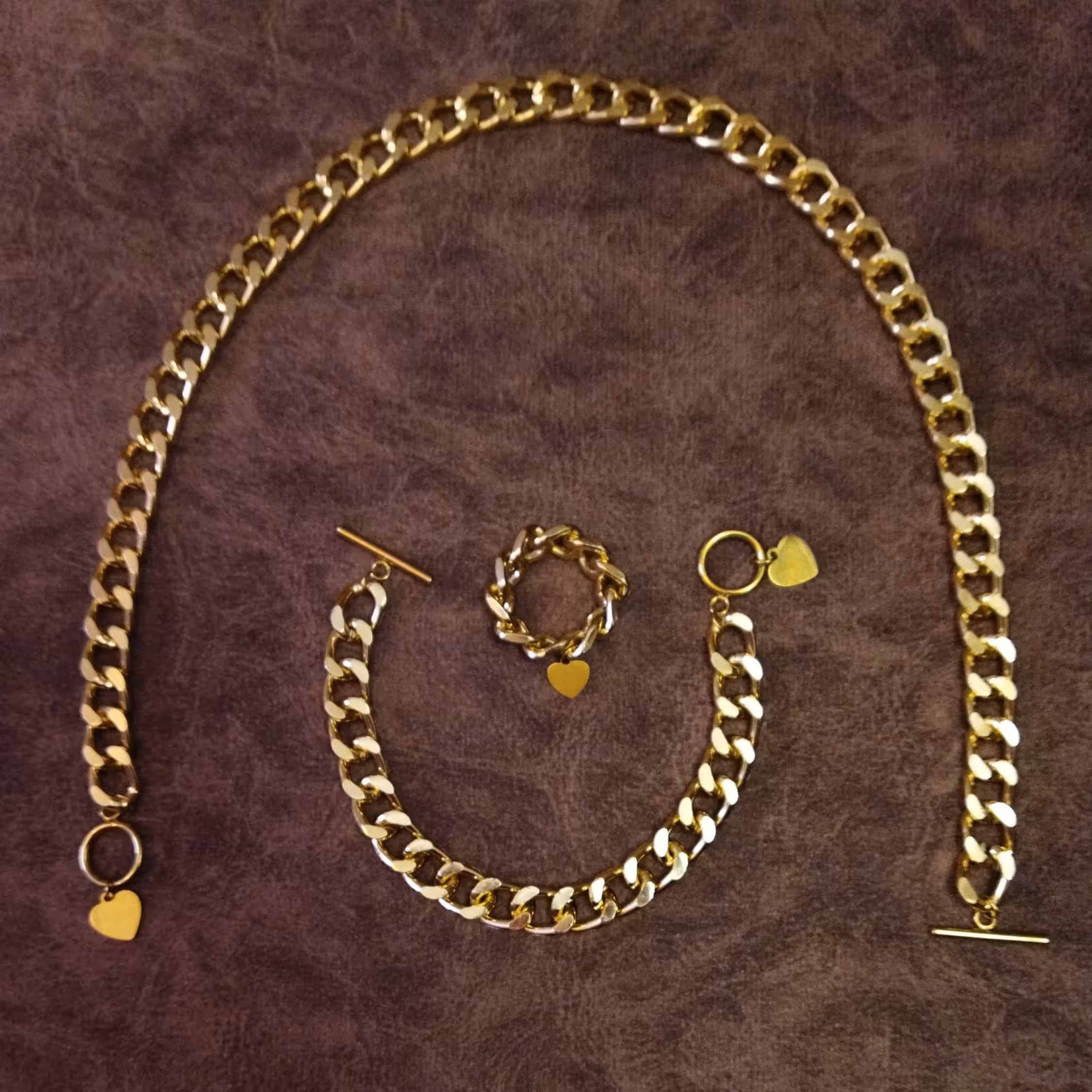 نیم ست کارتیر با قفل تی و آویز قلب رنگ ثابت 