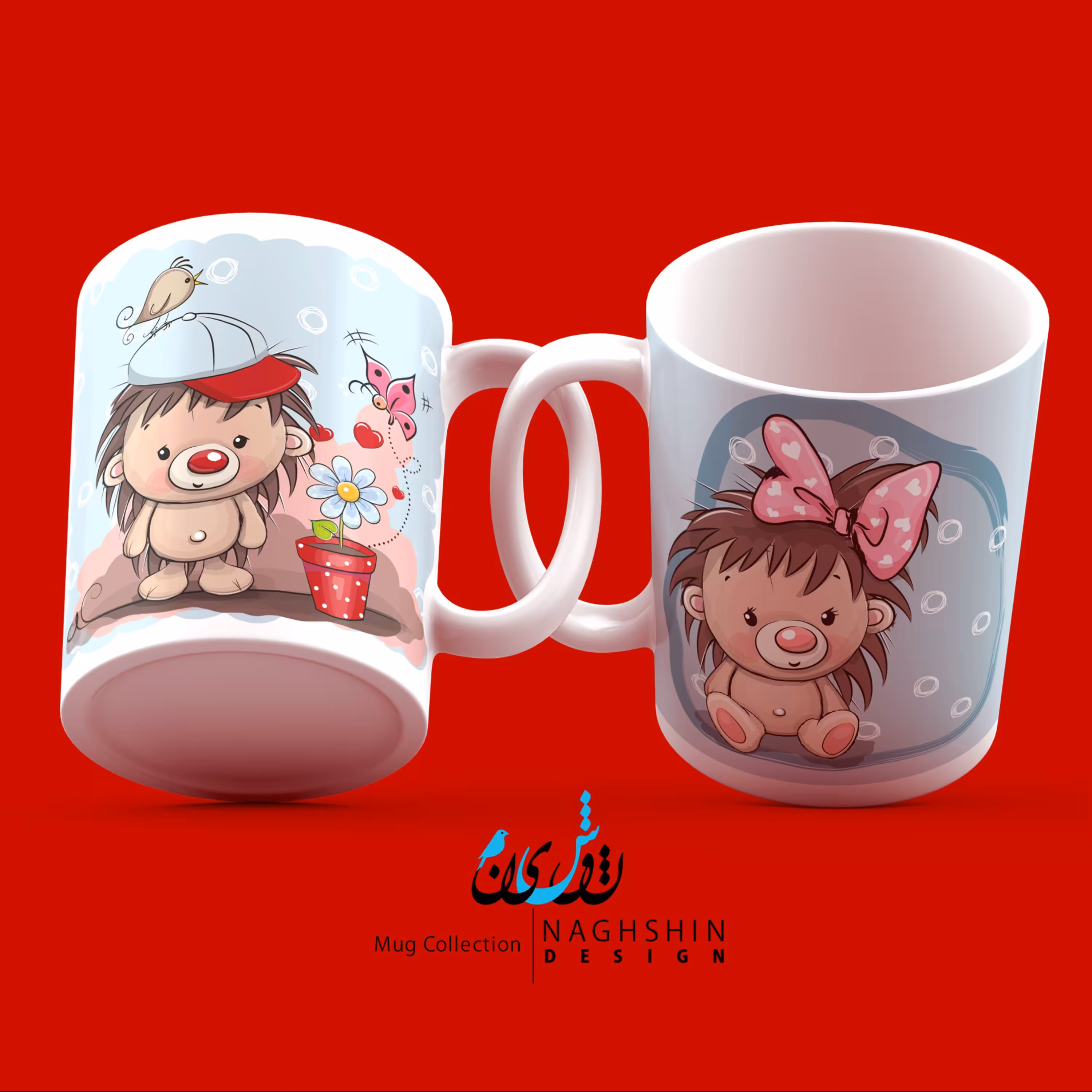 دو عدد ماگ سرامیکی طرح جوجه تیغی 1 - چاپ سابلیمیشن - کیفیت و بسته بندی عالی